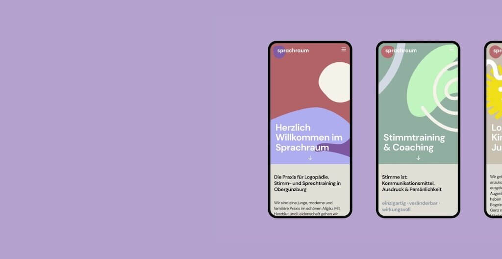 Das Corporate Design der Designagentur KRAUT für die Logopädie-Praxis Sprachraum verkörpert Professionalität, Wärme und Offenheit.