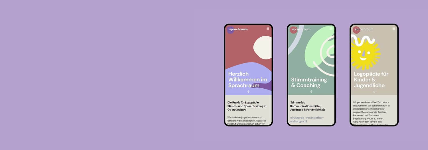 Das Corporate Design der Designagentur KRAUT für die Logopädie-Praxis Sprachraum verkörpert Professionalität, Wärme und Offenheit.
