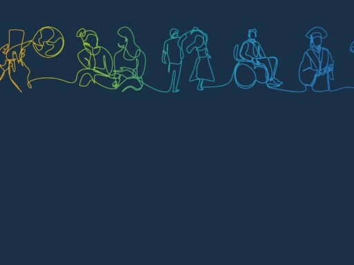 Das Motiv der WFOT für den Welttag der Ergotherapie 2025 zeigt, in einem Strich gezeichnet, mehrere Übungen und Tätigkeiten, bei denen die Ergotherapie ins Spiel kommt.