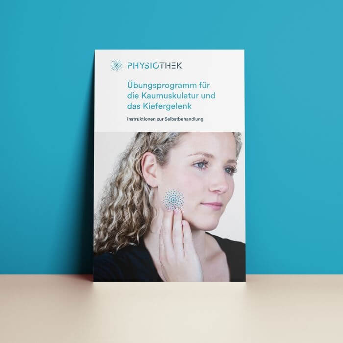Ein Übungsheft der Physiothek im markanten Brand Design von Gian Besset.