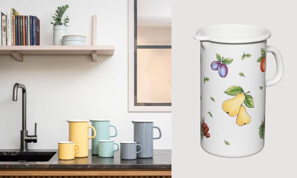 Krüge in unterschiedlichen Farben und Designs von RIESS.