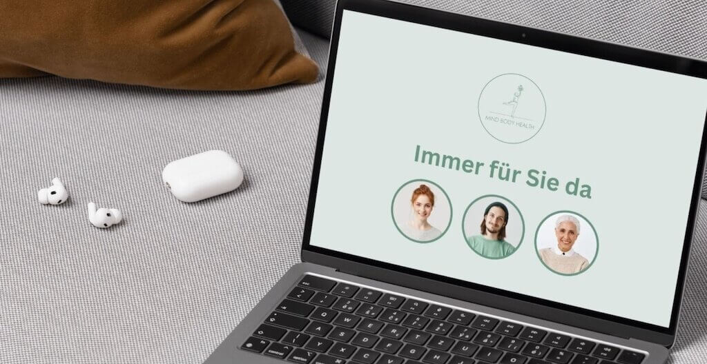 Ein Team-Video auf Canva erstellt, ist auf einem Laptop zu sehen.