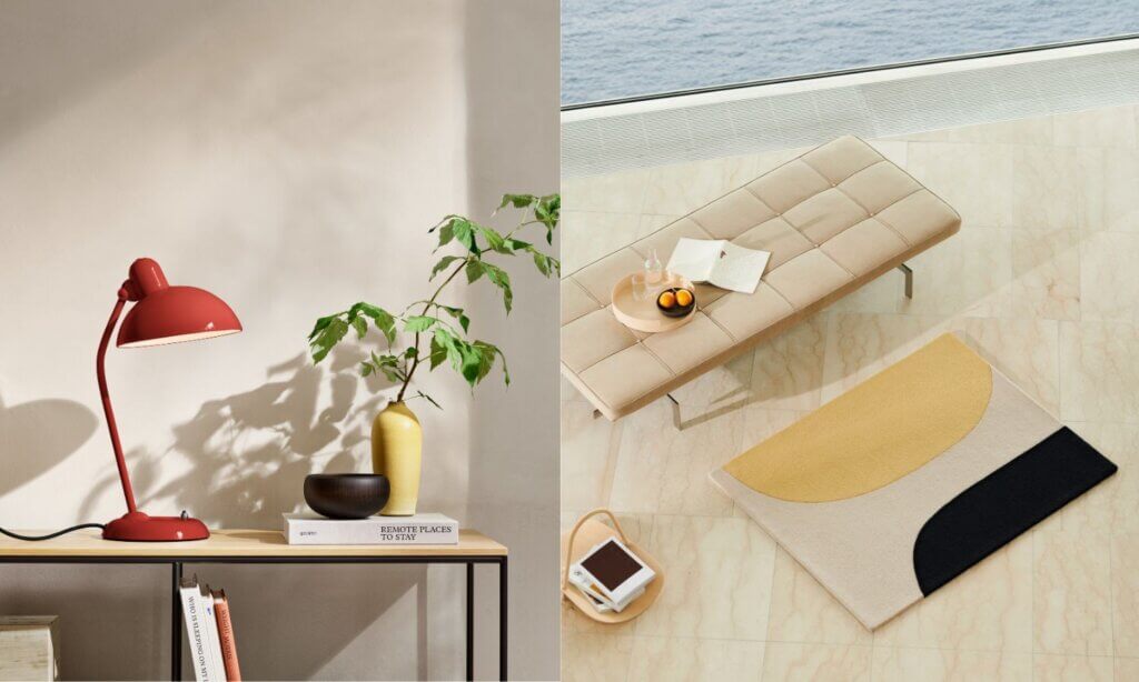 Die Tischleuchte Kaiser Idell und das Tagesbett PK80 bringen schlichte Eleganz in deine Praxis.