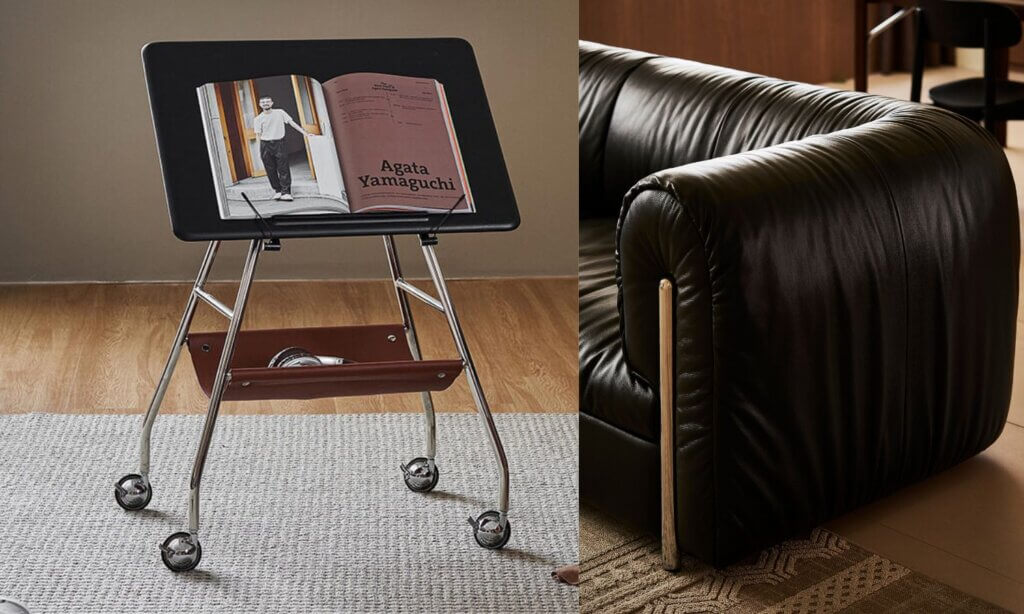 Mit dem Lesepult und dem Moccaccino Sofa von Grado Design kommt elegante Zeitlosigkeit in deine Praxis.