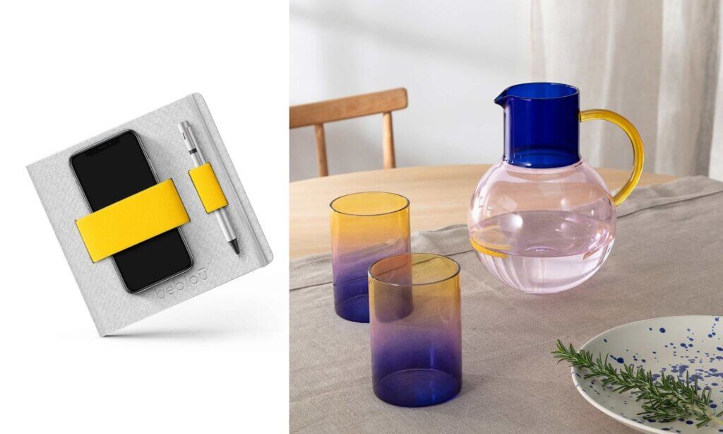 Flex-Notizbuch bon beblau, Gläser und Krug von Block Design bei Charles & Marie