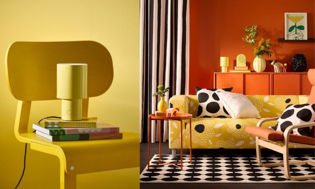 Tischleuchte Spetsboj und Sofa Klippan von IKEA