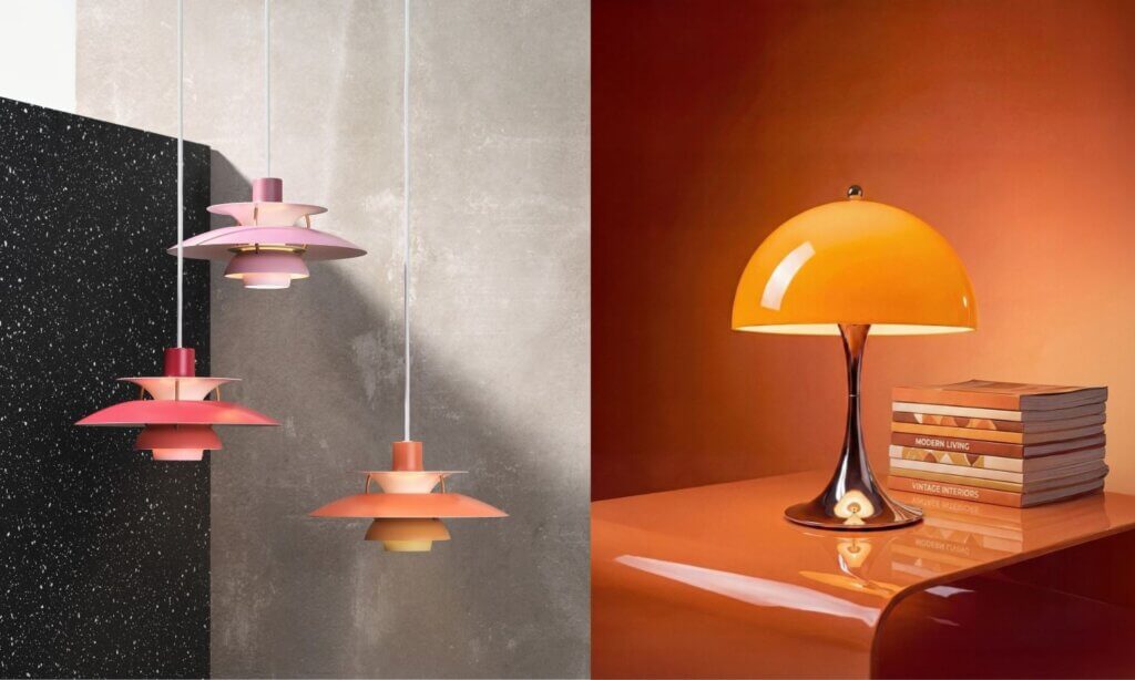 Deckenleuchte PH 5 und Tischleuchte Panthella 250 von Louis Poulsen