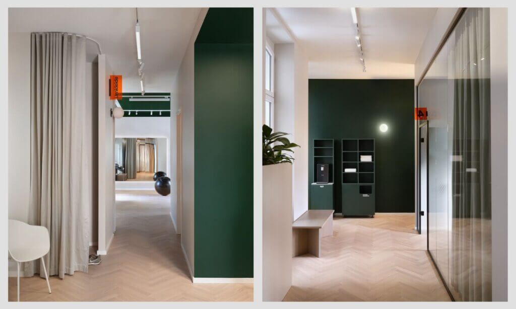Um eine starke visuelle Präsenz zu erzielen, setzt raumgestöber auf eine kontrastierende Farbpalette, die gleichzeitig einladend, klar und modern wirkt. Ein kräftiges, natürliches Grün bildet das Fundament der Markenidentität.