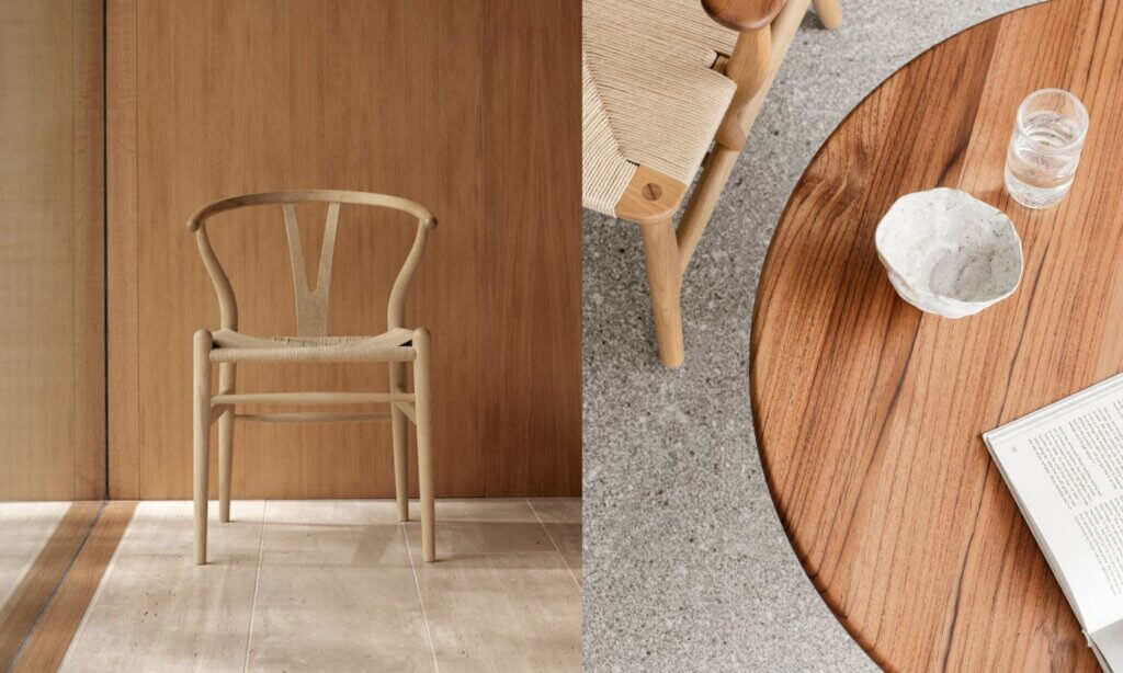 CH24 Wishbone Chair und CH008 Coffee Table von Carl Hansen & Søn