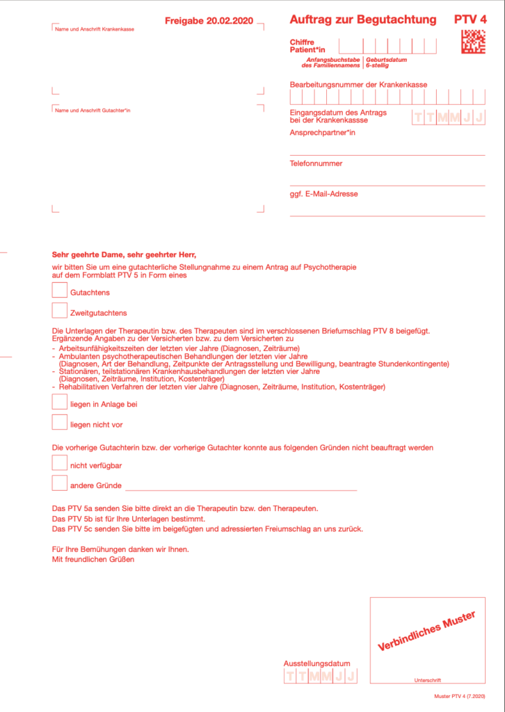 Muster für den Auftrag PTV 4