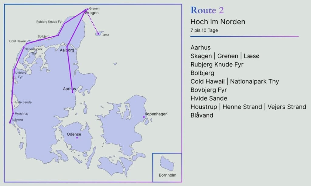 Karte zur Route 2 – Hoch im Norden