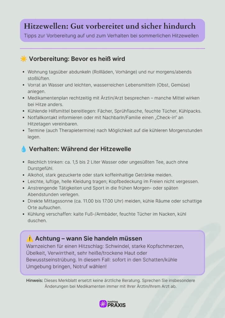 Merkblatt für PatientInnen zum Thema Hitzeschutz